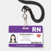 Badge pourpre | Code photo de l'employé Médicale de l'hô (Face avec cordon)