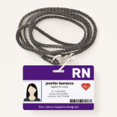 Badge pourpre | Code photo de l'employé Médicale de l'hô (Devant avec lanière)