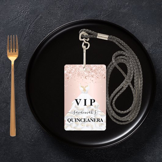 Badge Poussette rose gold blush glitter dust nom vip