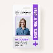 Badge Praticien en soins infirmiers pourpres NP Photo & (Devant)