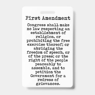 Badge Premier amendement - Constitution des États-Unis