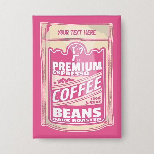 Badge Premium espresso café haricots rose nourriture pop (Recto)