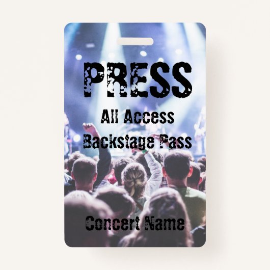 Badge Press Concert Festival Band Event Backstage Pass (Devant)