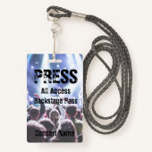 Badge Press Concert Festival Band Event Backstage Pass (Devant avec lanière)