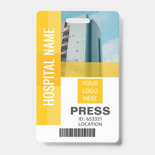 Badge Presse Code-barres, Logo ID jaune (Avant)