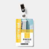 Badge Presse Code-barres, Logo ID jaune (Avant avec clip)
