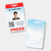 Badge Presse double face rouge gris clair avec photo et (Avant & arrière)