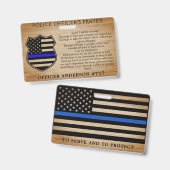 Badge Prière de l'agent de police Ligne Bleue Mince Pers (Avant & arrière)