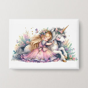 Badge Princesse Licorne Pastel Conte de Fée Fantastique