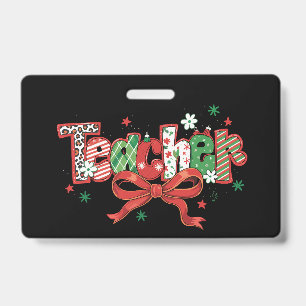 Badge Professeur Coquette Noël Crayon Joyeux Noël