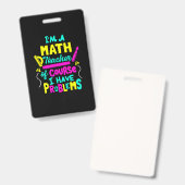 Badge Professeur d'art Professeur de mathématiques École (Avant & arrière)