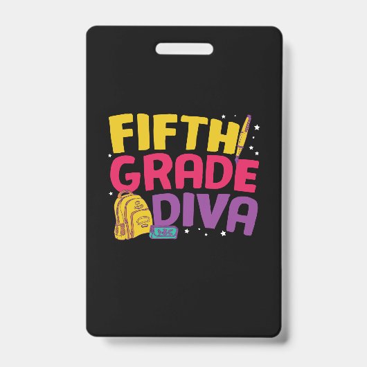Badge Professeur de 5e année Diva de cinquième année (Avant)