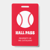 Badge professeur de baseball Carte de sortie couleurs de (Arrière)