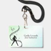 Badge Professeur de danse jazz avec nom et station (Avant avec lanière)
