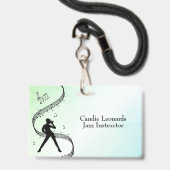 Badge Professeur de danse jazz avec nom et station (Arrière avec lanière)