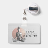 Badge Professeur de méditation de yoga Maître Reiki Pose (Arrière avec rétractable)