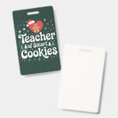 Badge Professeur de Noël de biscuits intelligents  (Avant & arrière)