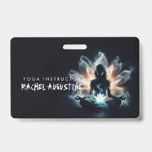 Badge Professeur de yoga en posture de méditation Brouil