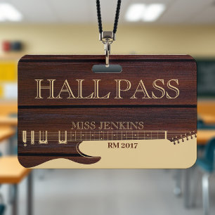 Badge Professeur d'école de musique de guitare en bois É