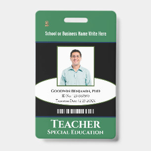 Badge Professeur École Employé Nom photo Logo Personnali