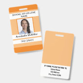 Badge Professeur Simple Orange (Avant & arrière)