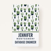 Badge Profession Motif Rustique Dark Green Cactus Desert (Devant)