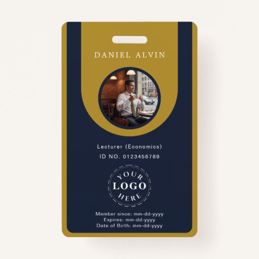 Badge Professional Blue Brown Staff Identification ID (Devant)