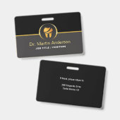 Badge Professional Dental Clinic Gold Tooth Logo (Avant & arrière)