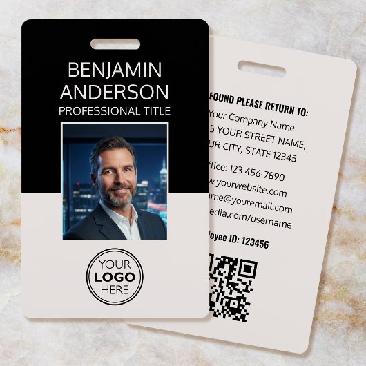 Badge Professional ID Photo Logo Employee Off-White