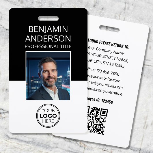 Badge Professional ID Photo Logo Employee Staff Black