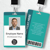 Badge Professional Modern Geometric Teal Stripes Staff