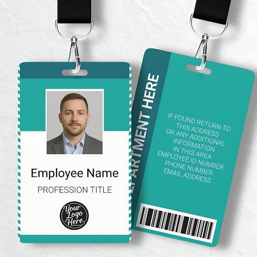 Badge Professional Modern Geometric Teal Stripes Staff