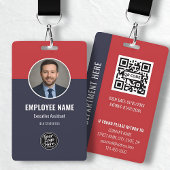 Badge Professional Navy Blue Red Custom Employee ID