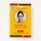 Badge Professional Yellow Black Red Employee Access Card (Devant)