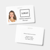 Badge Professionnel Ajouter Employé Photo Logo de l'entr (Avant & arrière)