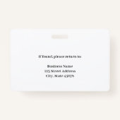 Badge Professionnel Ajouter Employé Photo Logo de l'entr (Dos)