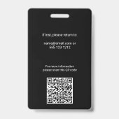 Badge professionnel avec code QR de photo de logo  (Arrière)