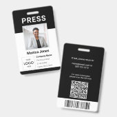 Badge professionnel avec code QR de photo de logo (Avant & arrière)