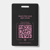 Badge Professionnel de Beauté Esthétique Nom ID Rose Noi (Arrière)