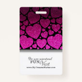 Badge Professionnel de la Parties scintillant des coeurs (Dos)