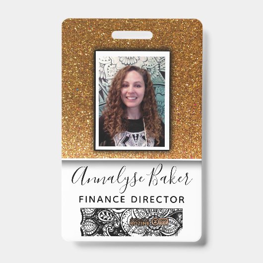 Badge Professionnel de la Parties scintillant d'or Infir (Avant)