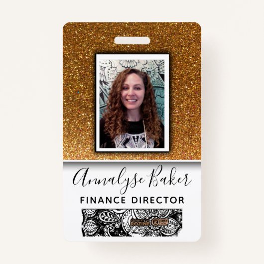 Badge Professionnel de la Parties scintillant d'or Infir (Devant)