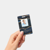 Badge professionnel en agate bleu marine or (Manuel / portable)