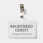 Badge professionnel "INVITÉ ENREGISTRÉ!" (Arrière avec clip)