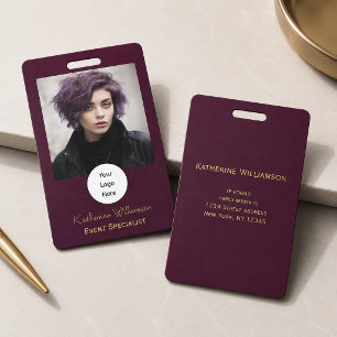 Badge Professionnel Moderne Photo Style Bordeaux