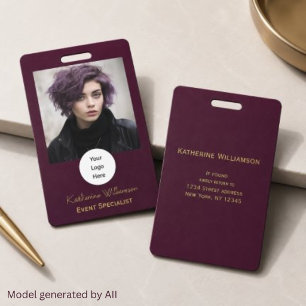 Badge Professionnel Moderne Photo Style Bordeaux