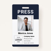 Badge professionnel photo du logo de la presse (Devant)