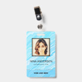 Badge professionnel photo sur fond bleu (Avant avec clip)