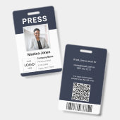 Badge professionnel QR Code photo de logo de press (Avant & arrière)