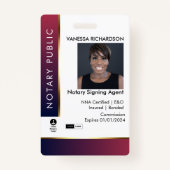 Badge Professionnel Rouge & Bleu Ajouter un logo Notaire (Devant)